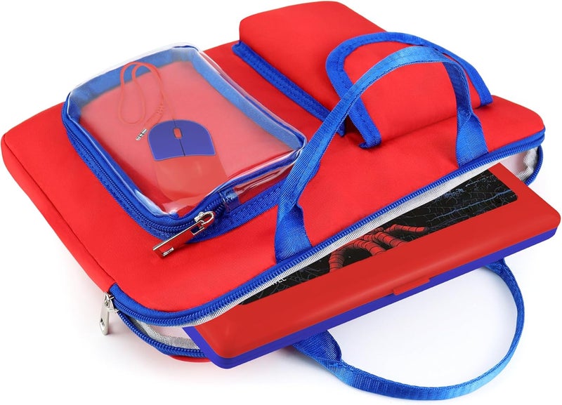 Annmore Carrying Bag for LEXiBOOK Educational and Bilingual Laptop, Red/Blue - Image 2